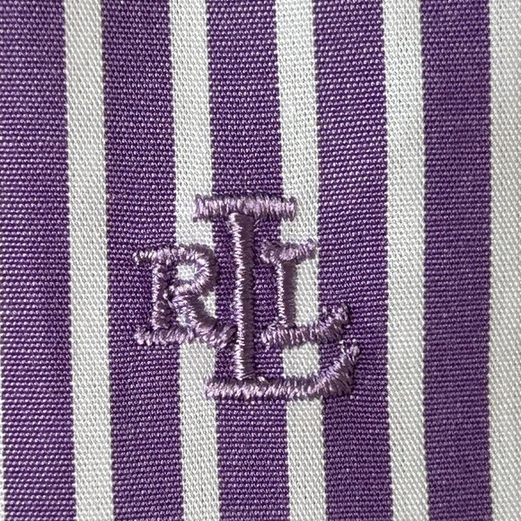 NWOT RALPH LAUREN sM ‘Non Iron’ purple striped shirt-silky hi thread ct cotton - Picture 6 of 6
